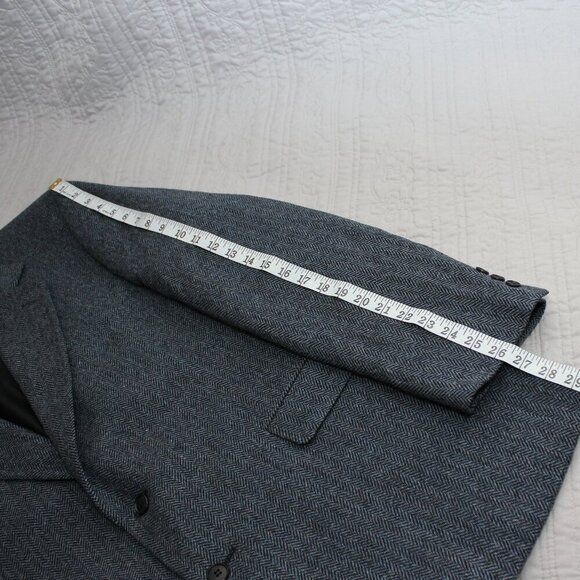 Pendleton Mens Navy Herringbone Wool Sport Coat Jacket Size 44Long - Picture 11 of 12